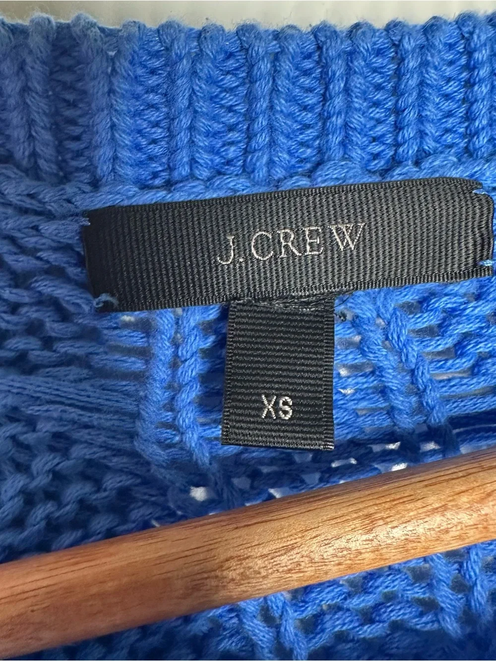 J.Crew Blue Cable Knit Crewneck Sweater 100% Cotton Size XS